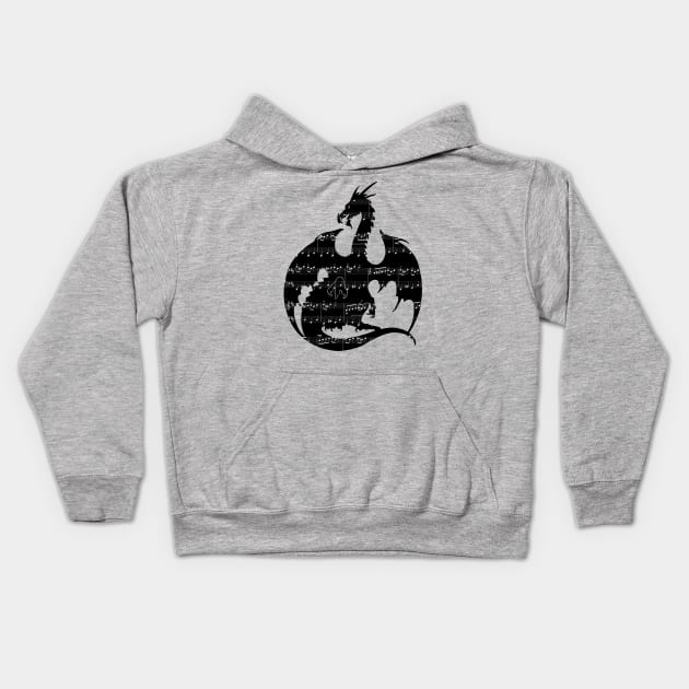 Music Dragon Silhouette Kids Hoodie by ferinefire